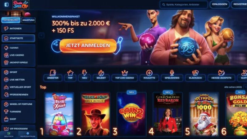 DudeSpin Casino Webseite