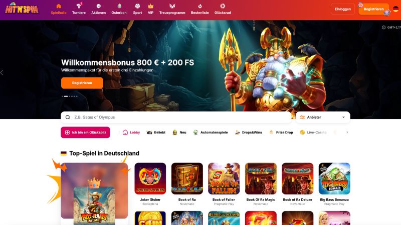 HitNSpin Casino Webseite