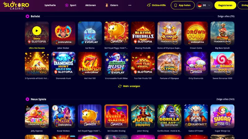 Slotoro Casino Webseite